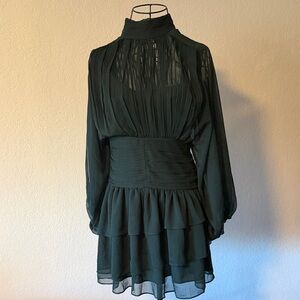 Express Dark Green Long Sleeve Dress